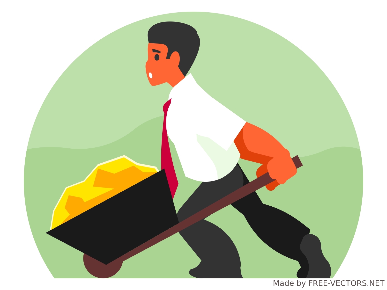 Businessman with cart of gold - Business - FREE-VECTORS.NET