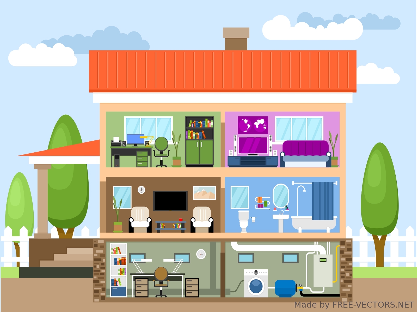 Different rooms in the house 430867 Vector Art at Vecteezy